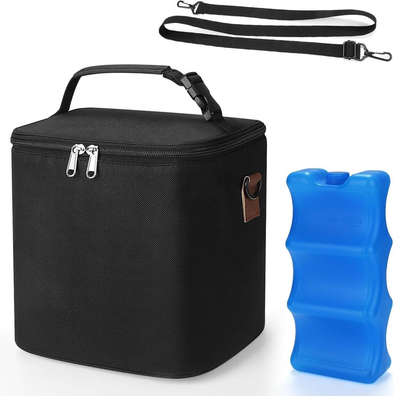 accmor Breastmilk Cooler Bag with Ice Pack, Baby Bottle Cooler Bags, Insulated Bottle Cooler Tote Bags On The Go, Fits 6 Large 9oz Bottles, for Nursing Mom Daycare Travel, Black - Image 1